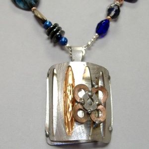 Flower Drum Pendant One Of A Kind Stainless Steel Copper Unique Handcrafted New